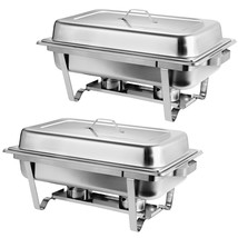Set Of 2 8 Qt Stainless Steel Chafer, Full Size Chafer For Party Serving - £82.28 GBP