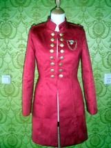 SALE Catherine Walker inspired Faux suede military red coat jacket - £318.94 GBP