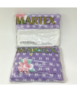 Vintage Martex Percale Sheet Set Full Purple Butterflies Floral Haruko 1... - $57.99