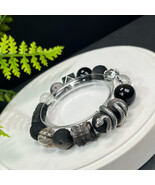 Multi Gemstone Beaded Bracelet Silver Obsidian Crystal Quartz S999 Silve... - $158.99