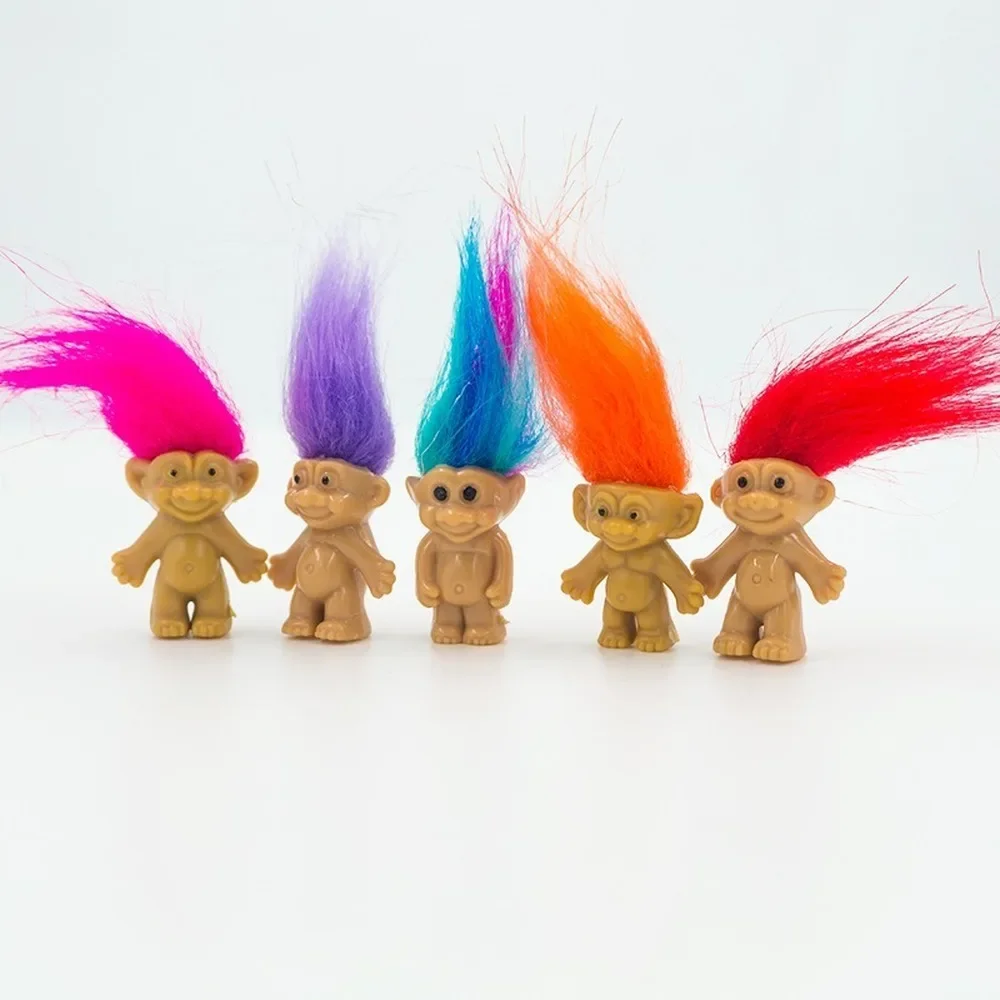 5Pcs/lot Funny Trolls Dolls Anime Action Figure Colorful Hair Family Members - £10.68 GBP
