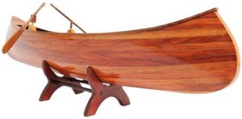 Model Canoe Watercraft Traditional Antique Indian Girl Natural Brass Wood - $329.00
