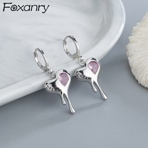 FOXANRY Prevent Allergy Silver Color Zircon Earrings for Women INS Fashion Creat - £7.39 GBP