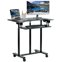 Vivo Mobile Height Adjustable Stand Up Desk Cart With Sliding Keyboard Tray - £276.56 GBP