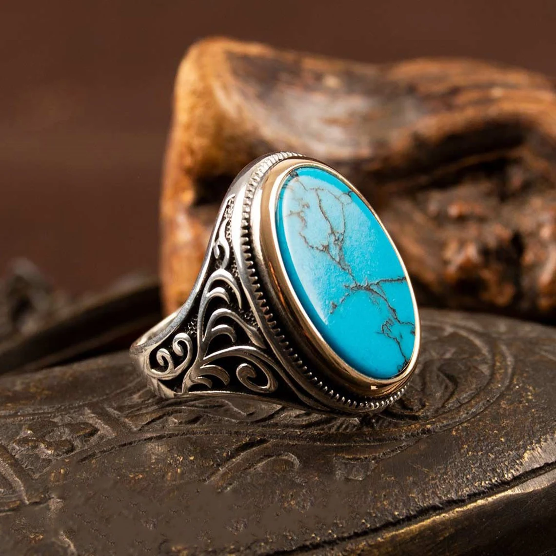 Solid 925 Sterling Silver Green Copper Turquoise Birthday Ring Gift for ... - $49.38+