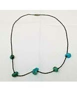 Necklace Choker Silver Solder Tumbled Turquoise Vintage 16&quot;  - £14.90 GBP