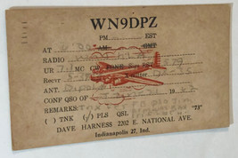 Vintage CB Ham radio Card WN9DPZ Indianapolis Indiana 1962 - £3.95 GBP