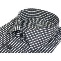 Men's Shirt By CASILA Turkey Cotton Blend Long Sleeves 502050-01 Black Checker image 5