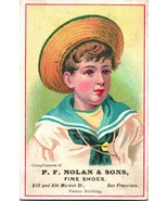 Victorian Trade Card P F Nolan San Francisco Fine Shoes - Boy In Sailor ... - $34.60