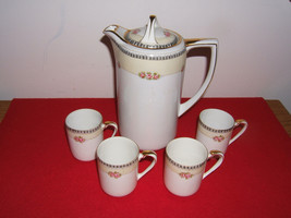 Vintage Gold Rose Design Tea Pot; Lid &amp; Teacup Set of Seven (7) Japan - £25.23 GBP