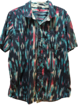 LRG Woven Collection Men 2XL  button front shirt blue white pink brushstrokes - £11.95 GBP