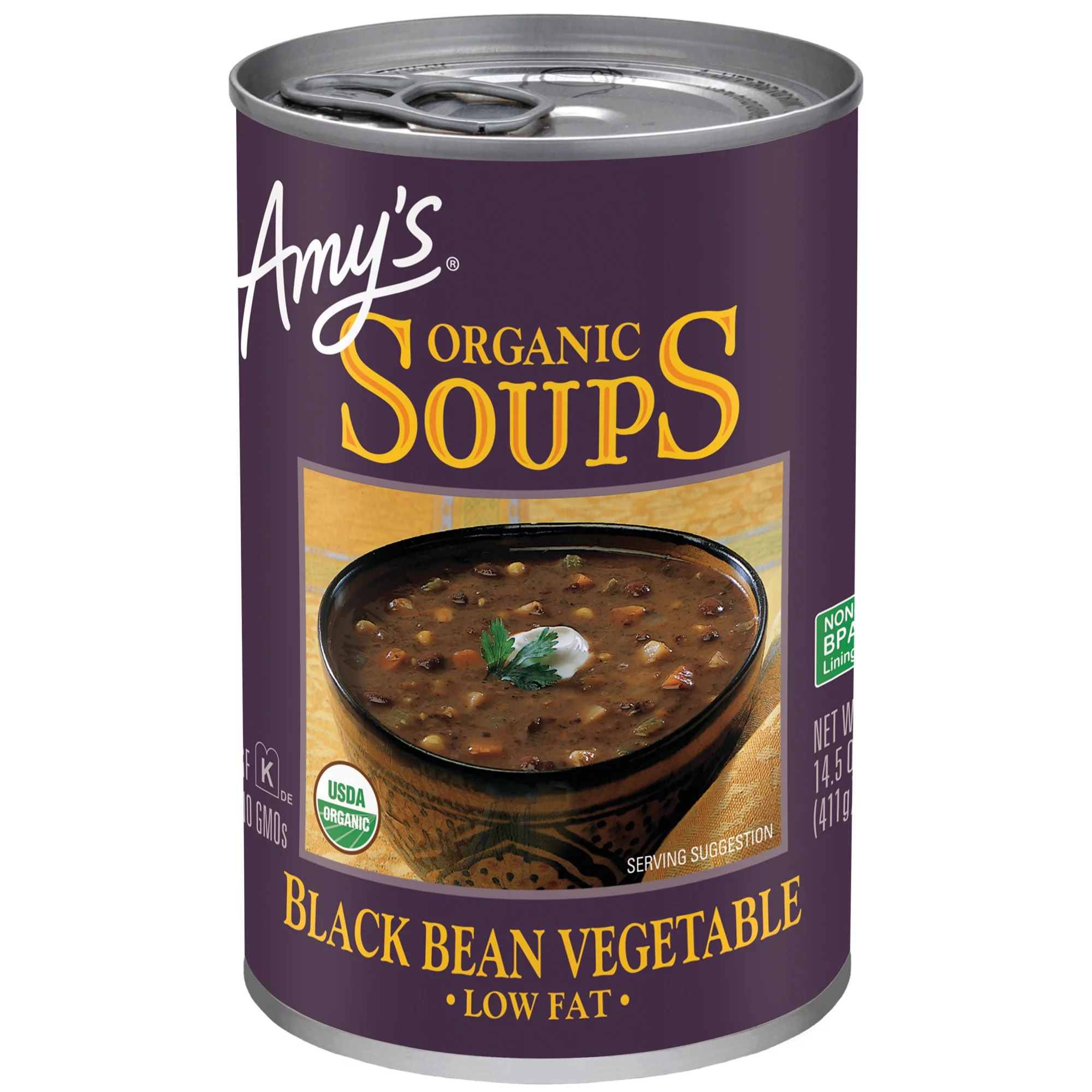 Amy&#39;s  Organic Black Bean Vegetable Soup, Vegan, Low Fat, 14.5 oz Case of 8  - £29.08 GBP