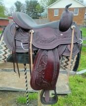 Western Trail saddle 16&quot; on Eco-leather buffalo brown on drum dye finish. - $638.78