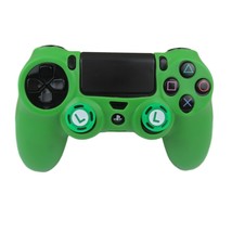 Silicone Grip Green Shell Cover + 2 Multi Thumb Grips For PS4 Controller  - £7.29 GBP