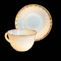 Anchor Hocking Fire-King Swirl Golden Anniversary Cup and Saucer - £19.98 GBP