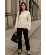 Zara Lace Applique Sweatshirt Pullover Crew Neck Elegant Top Size S New - €20,60 EUR