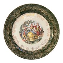 Vintage Taylor Smith Taylor Plate Green Gold Floral Rim Colonial Couple ... - $19.80
