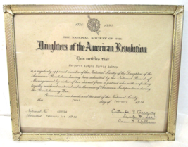 Daughters of the American Revolution Certificate Margaret Aubrey in Frame 1954 - £39.39 GBP