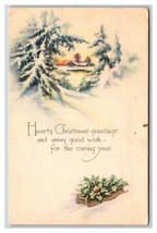 Mountain Forest  Christmas Greetings Gibson Lines DB Postcard P23 - £3.12 GBP