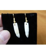 (g183-32) 3/4&quot; Alligator gator TOOTH Teeth gold tone wire Earrings I lov... - $14.99