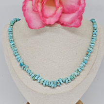 Southwestern Graduated Blue Turquoise Nugget Choker Necklace 17&quot; Raw Gem... - £23.73 GBP