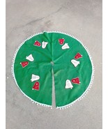 Vintage 50’s Felt Christmas Tree Skirt Hand Embroidered Bells - $542.67 MXN