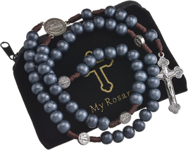 Mothers Day Gifts for Mom Wife, Rosary Beads Catholic Black Glass Pearl Beads Ro - £16.83 GBP