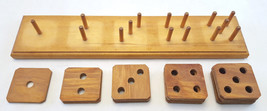 Vtg Wood Educational Toy-MARVELOUS Toy WORKS-Shapes &amp; Numbers-Peg &amp; Hole-4x18&quot; - $28.04