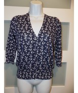 J. CREW Anchors Aweigh Cotton Crepe Cardigan Sweater Button Front Size S... - $25.81