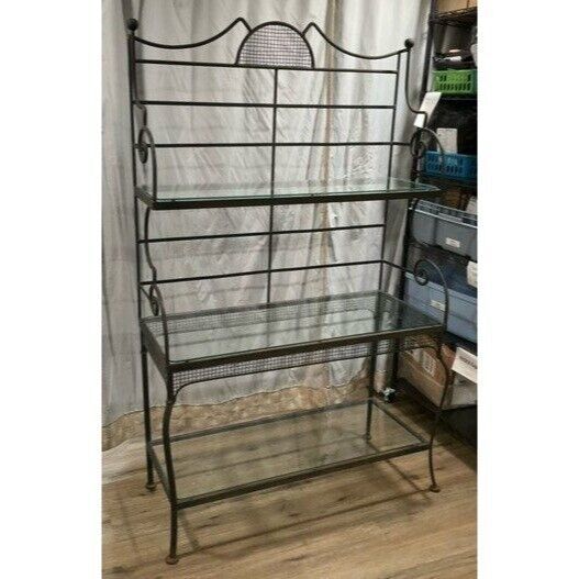 Primary image for Russell Woodard Wrought Iron 3 Tier Bakers Rack W/ Glass Shelves