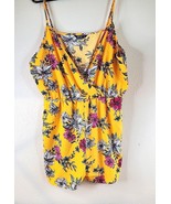 Shein Romper Womens 3XL One Piece Yellow Floral Curve Sleeveless Criss C... - £10.06 GBP