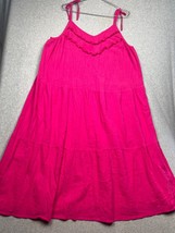 Emma &amp; Michele Gauze Tiered Midi Dress Sleeveless Wmn Plus 2X Hot Pink Summer - £30.83 GBP