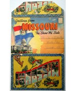 vntg color litho linen POST CARD accordion-fold GREETINGS FROM MISSOURI ... - £4.08 GBP