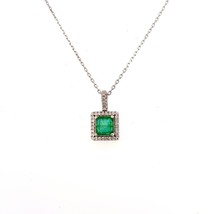 Natural Emerald Diamond Necklace 18&quot; 14k WG 2.05 TCW Certified $4,950 309025 - £1,970.49 GBP