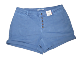 Alivia Ford Mid Rise Blue Twill Shorts Button Fly, Pockets, Plus Size 20W - $29.98