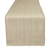 Terra Woven Lyon 14x72&quot; Fabric Table Runner in Sand Beige Machine Washable - £28.72 GBP