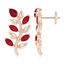 Natural Ruby Pear-Shaped Earrings for Women in 14K Gold (Grade-AA , 5x3MM) - £1,300.64 GBP