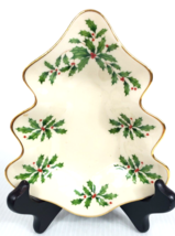 Lenox Holiday Christmas Tree Candy Nut Dish / Holly Berry Design /  Gold... - £13.29 GBP