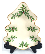 Lenox Holiday Christmas Tree Candy Nut Dish / Holly Berry Design /  Gold... - £13.36 GBP