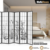6 Panel[FLORAL DESIGN]Wood Folding Room Divider Shoji Home Privacy Fabri... - $200.99