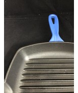 Cast Iron Skillet 10&#39; Blue Enamel Coating Grill Bottom Pour Sides KG Coo... - $74.70 CAD