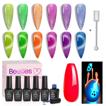 Beetles Gel Polish 6 Colors,Holographic Glitter Cat Eye Gel Polish Kit Red Gel L - £28.72 GBP