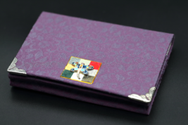 Korean Hanbok Fabric Business Card Case Purple Dragonfly Flower - £23.97 GBP