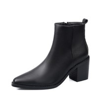 Autumn Women Boots Pu Leather Wedge High Heel Ankle Boots Pointed Toe Winter Cow - £79.37 GBP