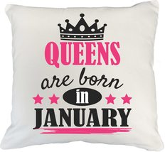 Make Your Mark Design Queens are Born in January White Pillow Cover for Mom, Aun - £18.90 GBP+