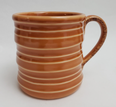 Starbucks Coffee Mug Cup Ribbed Barrel Brownish Orange White 2005 - £23.31 GBP
