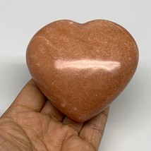 0.88 lbs, 3.2&quot;x3.4&quot;x1.6&quot;, Pink Peach Moonstone Heart Crystal Polished, B30997 - £25.16 GBP