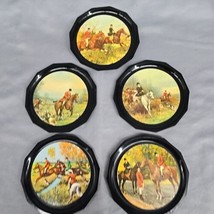 Plastic Coasters Hunting Equestrian Everest Milano Italy  5 pc Set 1960s-1970s  - $16.44