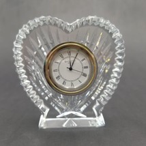 Vtg Waterford Crystal Ireland Heart Shaped Clock Desk Table  - £29.40 GBP