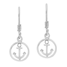 Cute Sailor&#39;s Journey Nautical Anchor Sterling Silver Dangle Earrings - £7.13 GBP